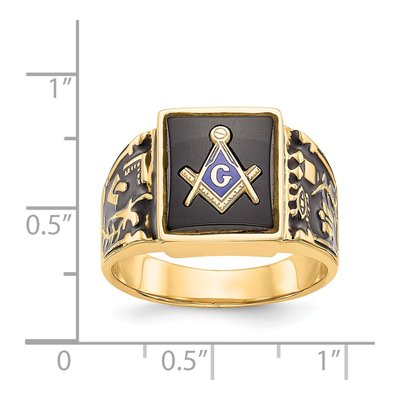 Men's 14K Yellow Gold Onyx Textured Ring – view 3