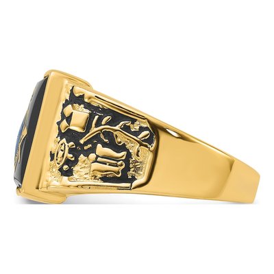 Men's 14K Yellow Gold Onyx Textured Ring – view 4