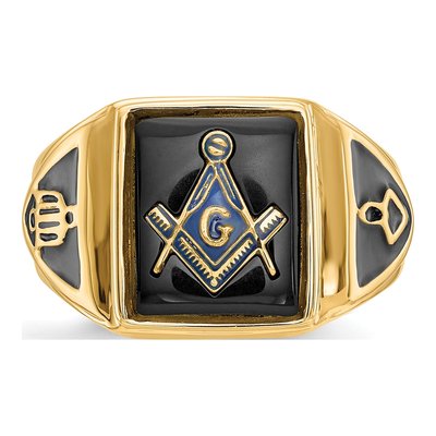 Men's 14K Yellow Gold Onyx Masonic Ring – view 5