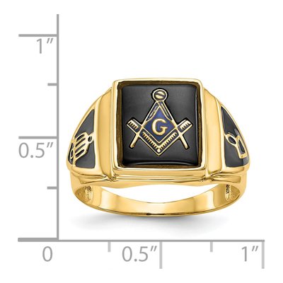 Men's 14K Yellow Gold Onyx Masonic Ring – view 7