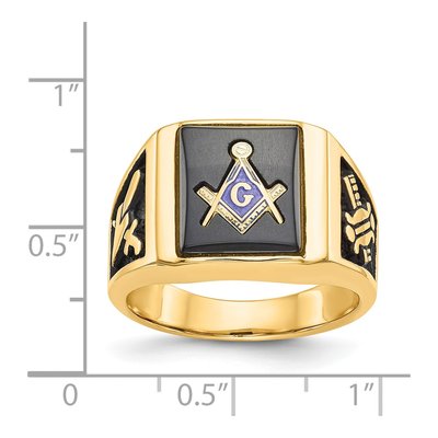 Men's 14K Yellow Gold Onyx Masonic Ring Mounting – view 4