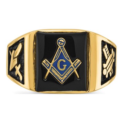 Men's 14K Yellow Gold Onyx Masonic Ring Mounting – view 6