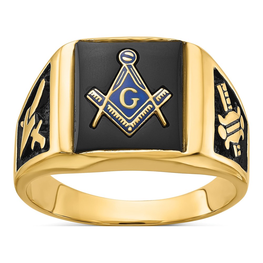 Men's 14K Yellow Gold Onyx Masonic Ring Mounting