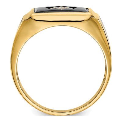 Men's 14K Yellow Gold Onyx Masonic Ring – view 3