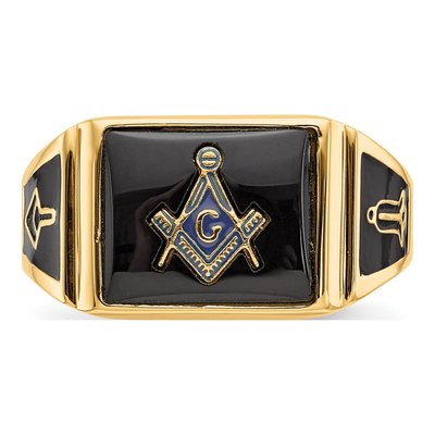 Men's 14K Yellow Gold Onyx Masonic Ring – view 5
