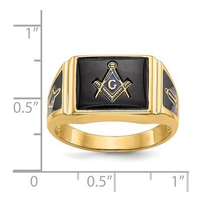 Men's 14K Yellow Gold Onyx Masonic Ring – view 7