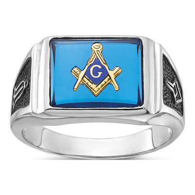 Men's 14K White Gold Masonic Ring