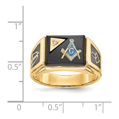 Men's 14K Yellow Gold Onyx & Diamond Masonic Ring – view 4