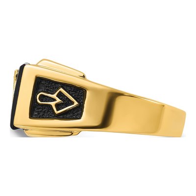 Men's 14K Yellow Gold Onyx & Diamond Masonic Ring – view 5
