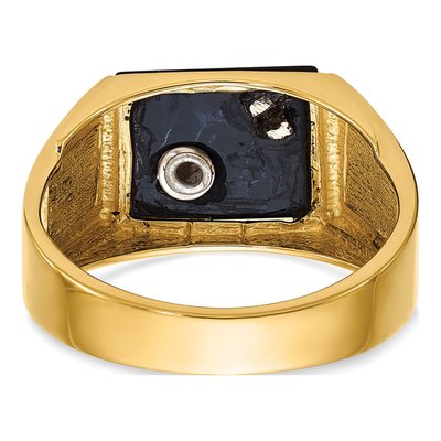 Men's 14K Yellow Gold Onyx & Diamond Masonic Ring – view 7