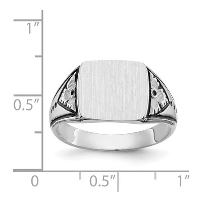 Men's 14K White Gold Antiqued Signet Ring – view 2