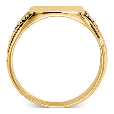 14K Yellow Gold Square Antiqued Signet Ring – view 3