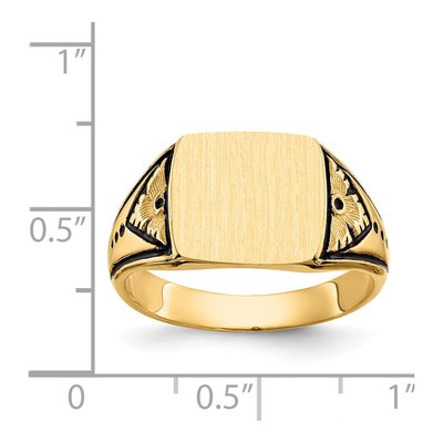 14K Yellow Gold Square Antiqued Signet Ring – view 4