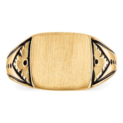 14K Yellow Gold Square Antiqued Signet Ring – view 6