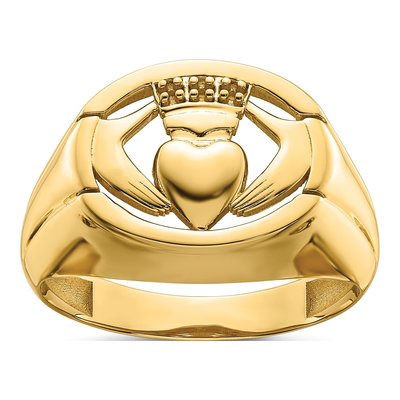 Men's 14K Yellow Gold Claddagh Ring Mounting