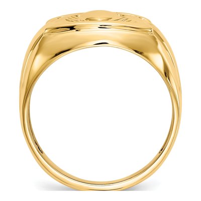 Men's 14K Yellow Gold Onyx & Diamond Claddagh Ring – view 3