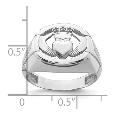Men's 14K White Gold Claddagh Ring Mounting – view 6