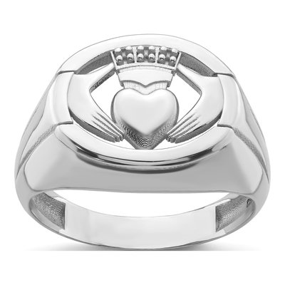 Men's 14K White Gold Claddagh Ring Mounting