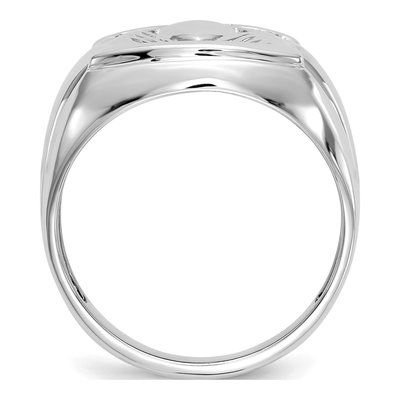 Men's 14K White Gold Onyx & Diamond Claddagh Ring – view 2