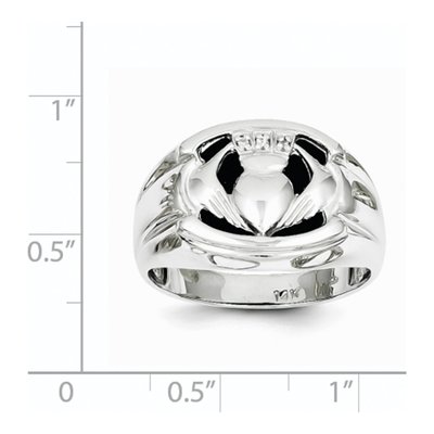Men's 14K White Gold Onyx & Diamond Claddagh Ring – view 3