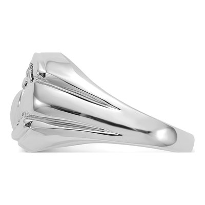 Men's 14K White Gold Onyx & Diamond Claddagh Ring – view 4