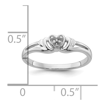 14K White Gold Diamond Heart Ring Mounting – view 6