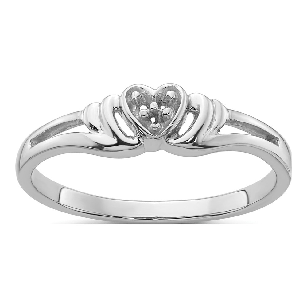 14K White Gold Diamond Heart Ring Mounting
