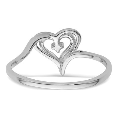 14K White Gold Heart Ring Mounting – view 4