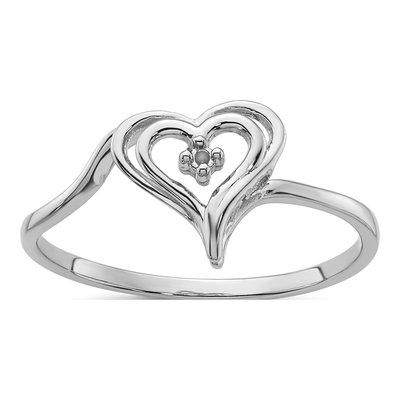 14K White Gold Heart Ring Mounting