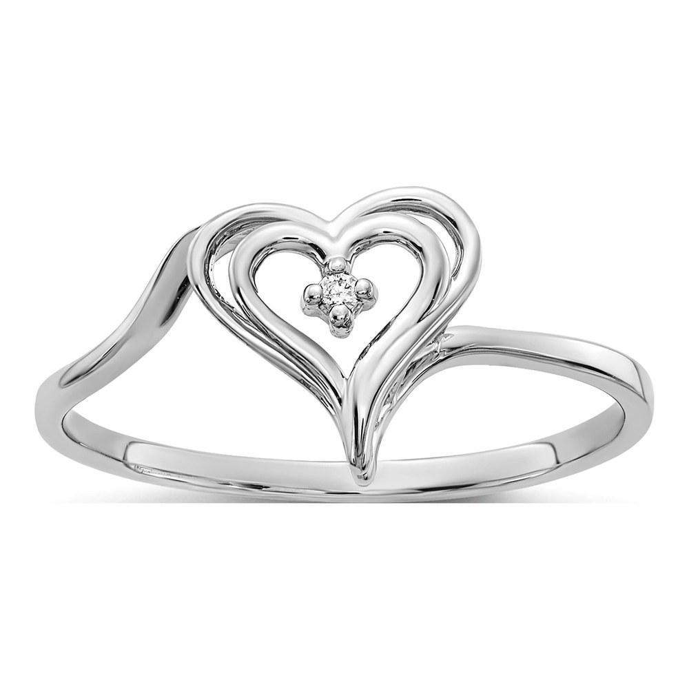 14K White Gold Diamond Heart Ring