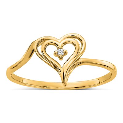 14K Yellow Gold Diamond Heart Ring Mounting