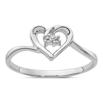 14K White Gold Diamond Heart Ring Mounting