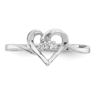 14K White Gold Diamond Heart Ring – view 4