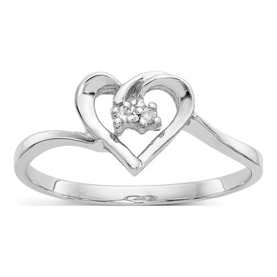 14K White Gold Diamond Heart Ring