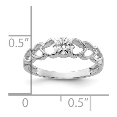 14K White Gold Diamond Heart Ring Mounting – view 6