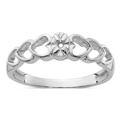 14K White Gold Diamond Heart Ring Mounting
