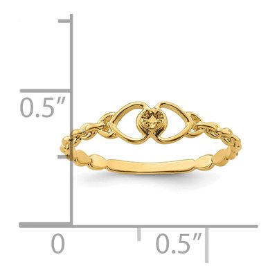 14K Yellow Gold Diamond Heart Ring Mounting – view 6