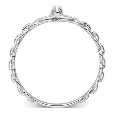 14K White Gold Diamond Heart Ring Mounting – view 3