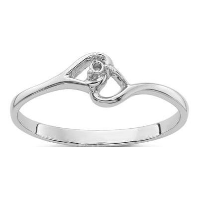 14K White Gold Heart for Custom Diamonds Ring Mounting
