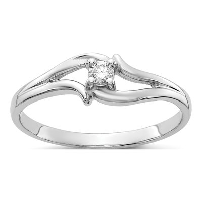 14K White Gold 1/20 ct tw Diamond Solitaire Ring