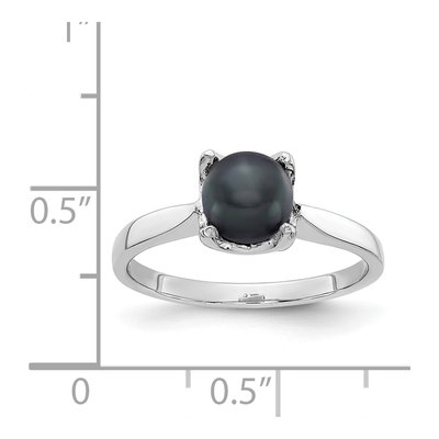 14K White Gold Black Freshwater Cultured Pearl Ring – view 2
