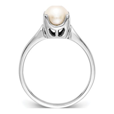 14K White Gold Freshwater Cultured Pearl Ring – view 2