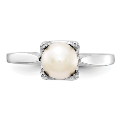 14K White Gold Freshwater Cultured Pearl Ring – view 4