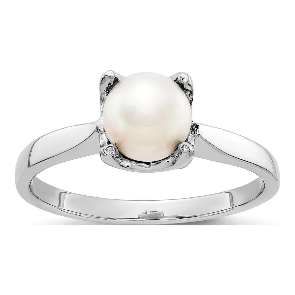 14K White Gold Freshwater Cultured Pearl Ring