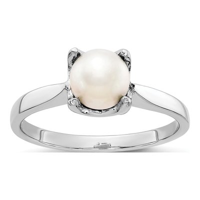 14K White Gold Freshwater Cultured Pearl Ring
