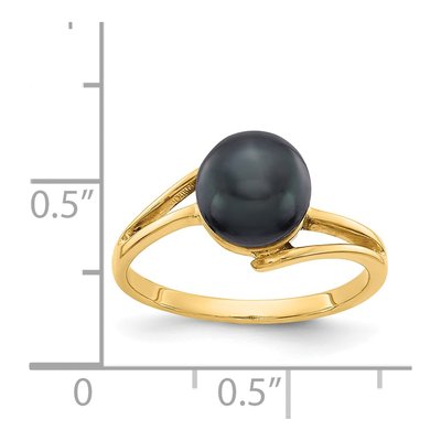 14K Yellow Gold Black Freshwater Cultured Pearl Ring – view 2