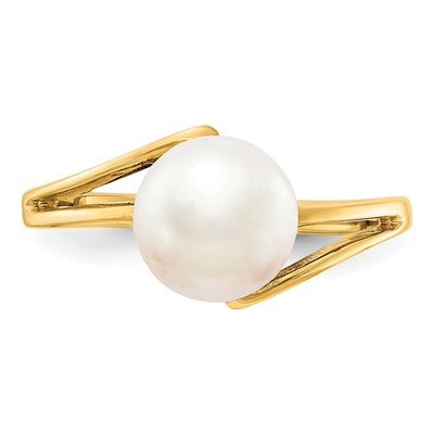 14K Yellow Gold Freshwater Cultured Pearl Ring – view 4