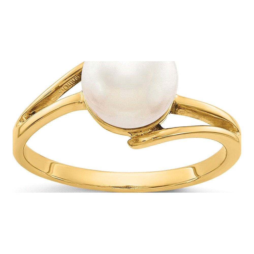 14K 7.5mm White Freshwater Cultured Pearl Ring