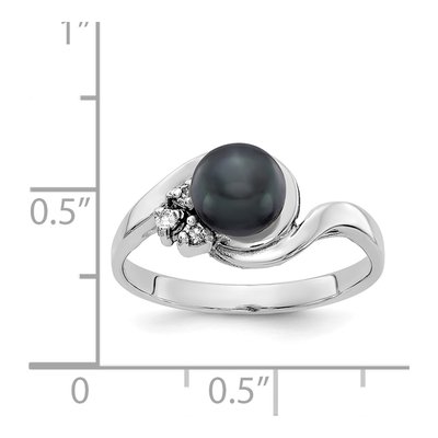 14K White Gold 1/20 ct tw Black Freshwater Cultured Pearl & Diamond Ring – view 2