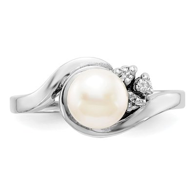 14K White Gold 1/20 ct tw Freshwater Cultured Pearl & Diamond Ring – view 4